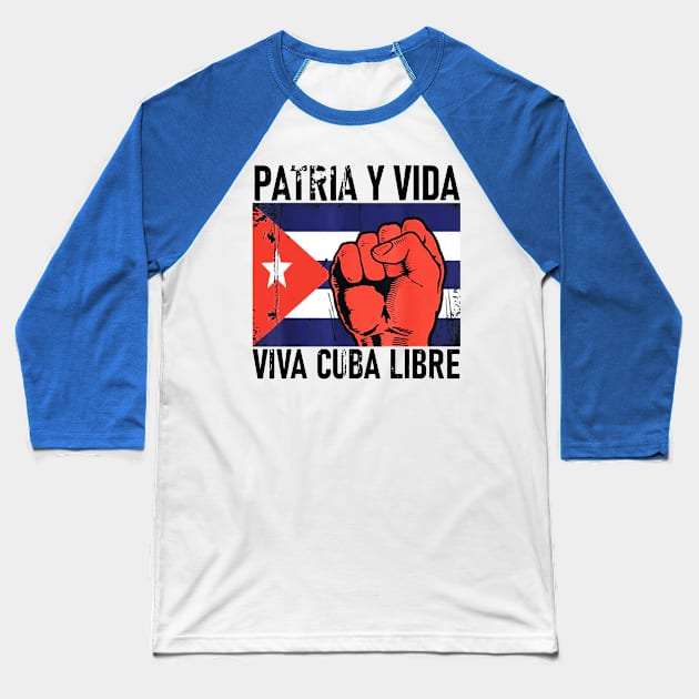 Cuba Flag Cuba Power Pride Vintage Sos Cuba Baseball T-Shirt by dyazagita